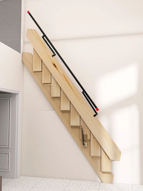 416.09US $ |Side wall mounted folding staircase against the wall home wall mounted solid wood ladder attic apartment telescopic invisible la| |   - AliExpress Folding Staircase, Stairs Home, Folding Stairs, Attic Room, Attic Apartment, Wood Ladder, Attic Rooms, Cabin Ideas, Side Wall