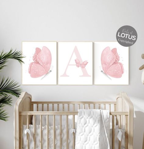 Lavender Nursery Decor, Nursery Butterfly, Butterflies Nursery, Peach Nursery, Butterfly Nursery Decor, Blush Pink Nursery, Girl Nursery Art, Art Butterflies, Purple Nursery