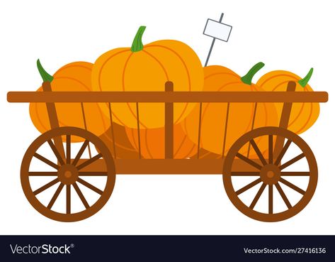 Pumpkin Cart, Farm Vector, Wooden Cart, Pumpkin Vector, Turkey Trot, Pumpkin Clipart, Harvest Festival, Wooden Toy Car, Pumpkins