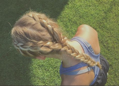 Hairstyles For Running, Race Day Hair, Braids Athletic, Double Dutch Braids, Running Hair, Running Hairstyles, Soccer Hairstyles, Track Hairstyles, Softball Hairstyles