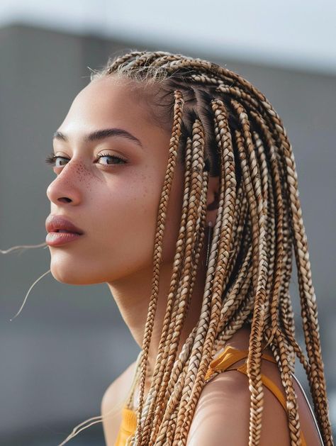 Stunning Blonde Box Braids: Versatile Styles and Maintenance Tips White Girl Box Braids, Straight Braids, Box Braid Styles, Blonde Styles, The Perfect Blonde, Different Shades Of Blonde, Protective Braids, Ombre Braid, Blonde Box Braids