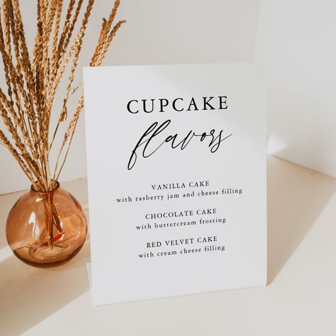 Wedding Cupcake Sign Ideas, Cupcake Signs For Wedding, Wedding Dessert Sign Ideas, Wedding Cupcake Flavors, Cupcake Signs, Gift Calligraphy, Calligraphy Signs, Signing Table Wedding, Cupcake Flavors