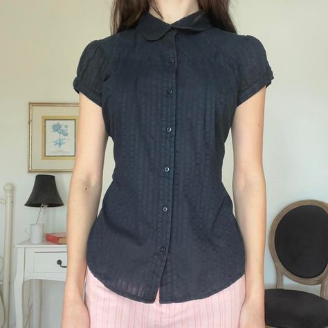 Vintage Collared Dark Wash Top, Vintage Dark Wash Tops With Buttons, Classic Navy Button-up Top, Navy Button-up Tops With Pockets, Vintage Indigo Button-up Top, French Girl Aesthetic, Current Styles, Indie Fashion, French Girl