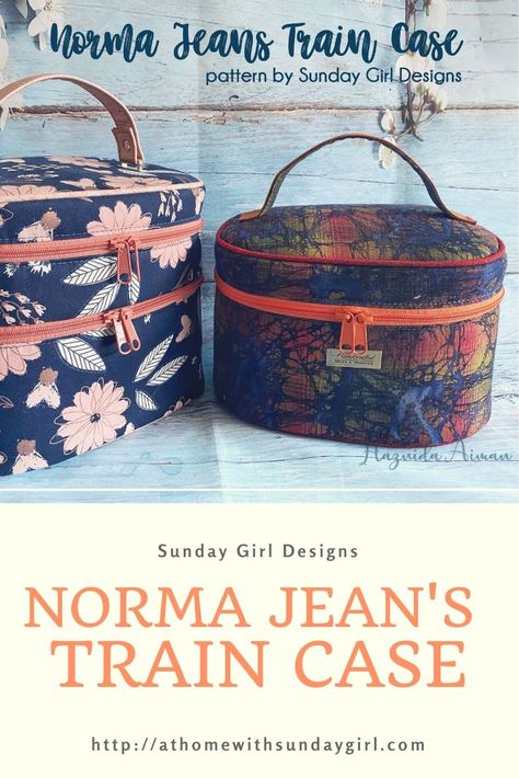 Diy Train Case Pattern Free, Train Case Pattern Free, Train Case Sewing Pattern, Train Case Pattern, Norma Jeans, Vintage Train Case, Fashion Design Classes, Tweedle Dee, Bag Pattern Free