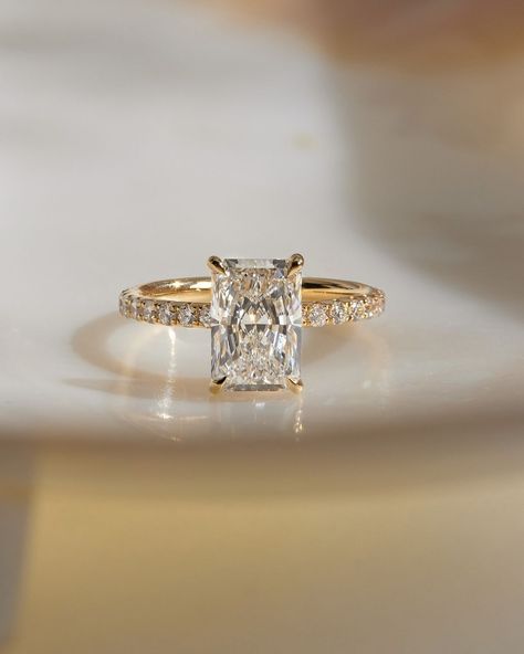 Radiant Cut Moissanite Engagement Ring Solitaire Accent Wedding Ring for Sister Radiant Engagement Rings, Ring Rosegold, Moissanite Engagement Ring Solitaire, Yellow Gold Wedding Ring, Wedding Rings Solitaire, Moissanite Diamond Rings, Dream Engagement Rings, Half Eternity Ring, Engagement Ring Cuts