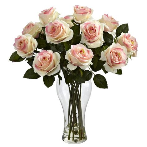 Roses Centerpiece, Eternal Roses, Artificial Plant Wall, Vase With Lights, Rose Centerpieces, Light Pink Rose, Rose Vase, Rose Arrangements, Artificial Silk Flowers