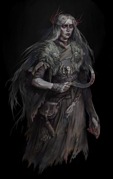 Norse Witch Art, Undead Character Art, Fantasy Traveler, Warlock Dnd, Dnd Races, Forest Elf, Humanoid Creatures, Supernatural Beings, Cool Monsters