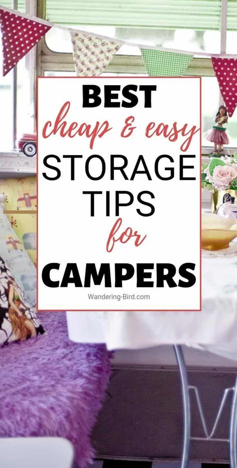 Own a camper? Need campervan interior storage tips for small spaces, like RVs, campervans and Motorhomes? Here are 5 AMAZING, cheap and easy campervan storage hacks for clothes, shoes and closets inside your camper- make the most of the space you have. Campervan hacks | Space-saving tips for campers | Campervan storage ideas #camper #campervan #campervanlife #storagetips #organizationhacks Small Camper Clothes Storage Ideas, Car Camping Storage Ideas, Storage Ideas For Small Campers, Camping Clothes Storage, Tips For Clothes, Campervan Storage Ideas, Campervan Hacks, Campervan Storage, Camper Organization Rv Living