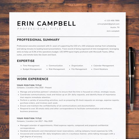 2024 ATS Friendly Modern Resume Template Google Docs Clean Word Resume Professional Executive Assistant Simple Minimalist Resume Template Resume Profile Statement Examples, Resume Minimalist, Ats Friendly Resume, Professional Resume Examples, Resume Ideas, Minimalist Resume Template, Resume Professional, Calendar Management, Minimalist Resume