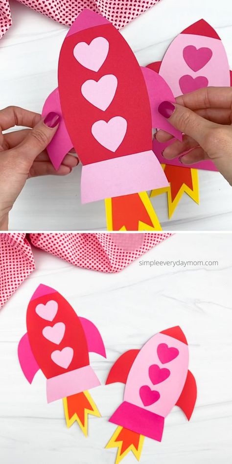 The Best Free Valentine Printables Roundup Rocket Valentine, Valentines Art For Kids, Preschool Valentine Crafts, Valentine Art Projects, Activity For Preschoolers, February Crafts, Easy Valentine Crafts, Valentine Craft, Valentine's Day Crafts For Kids