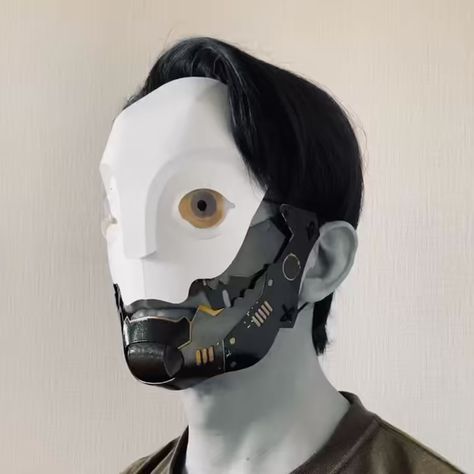 Combination of "P3" mask under prototype and "Cyber Face plate" with movable jaw joint., Takeo Hayashi Jaw Mask, Cyberpunk Mask, Army Of Two, Face Plate, Mail Order, Paper Craft, Cyberpunk, Character Design, Mask