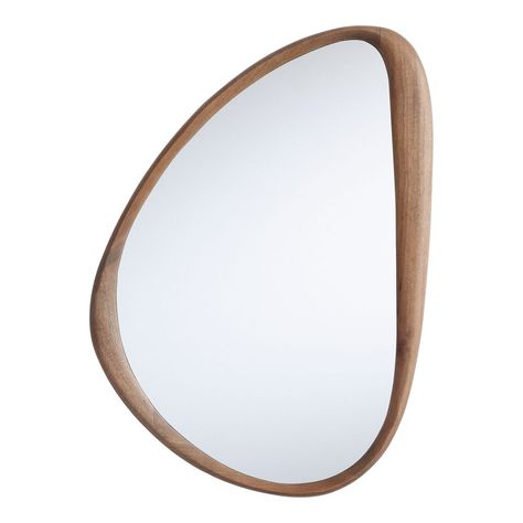 Walnut Brown Wood Organic Pebble Wall Mirror - World Market Pebble Wall, Mirror World, Basement Colors, Walnut Mirror, Rugs Outdoor, Shiplap Wall, Bathroom Redo, Wood Mirror, Shopping World