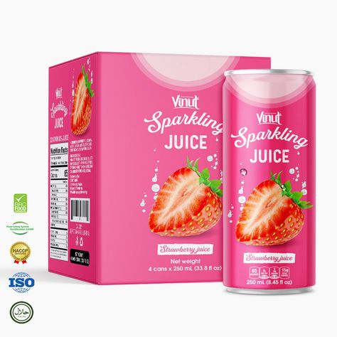 12 fl oz VINUT Sparkling Water Strawberry Juice (Pack of 4 Cans) Check more at https://naturalbeverage.in/products/sparkling-water/12-fl-oz-vinut-sparkling-water-strawberry-juice-pack-of-4-cans/ Aloe Vera Juice Drink, Calamansi Juice, Canned Strawberries, Sparkling Juice, Natural Farming, Viet Food, Juice Packaging, Strawberry Juice, Mango Juice