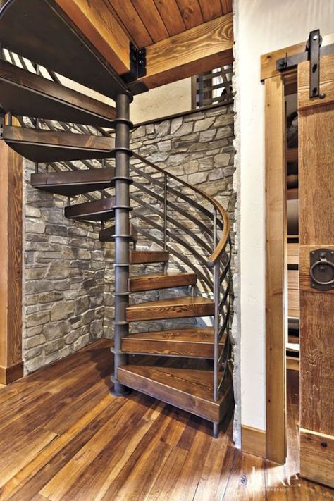 Neutral Mountain Spiral Staircase Alcove Tre Kunst, Stair Kits, Loft Staircase, Circular Stairs, Diy Staircase, Winding Staircase, Loft Stairs, Metal Stairs, Stairs Architecture