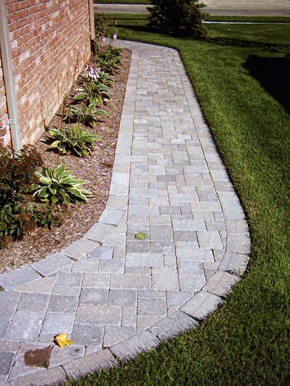 24 Garage Side Paver Walkway Garden Walkways Front Sidewalk Landscaping, Sidewalk Landscaping Ideas, Side Of Driveway Landscaping, Pavers Backyard Landscaping Ideas, Driveway Landscaping Ideas, Pavers Walkway, Concrete Sidewalk, Sidewalk Landscaping, Garden Walkways