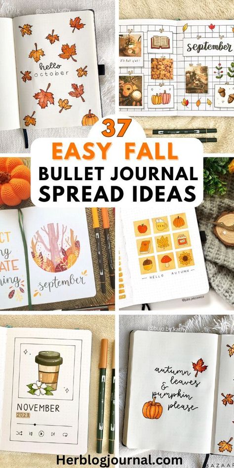 Easy fall bullet journal spread ideas Fall Bujo, Bullet Journal Month Cover, Bullet Journal First Page, Fall Bullet Journal, Bullet Journal Spread Ideas, Journal Spread Ideas, Bullet Journal October, Bullet Journal Minimalist, Bullet Journal Month