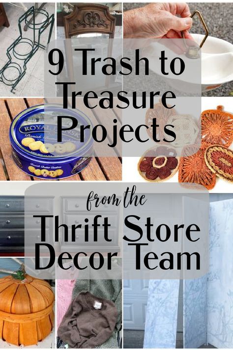 thrift store, decor team, trash to treasure, upcycle projects, recycle, renew, restore Diy Trash To Treasure Ideas, Thrift Store Projects, Upcycling Thrift Store Finds, Small Upcycle Projects, Thrift Store Repurposing, Thrift Store Upcycle Decor Diy Projects, Thrifted Decor Ideas, Trash To Treasure Ideas Thrift Store Finds, Trash To Treasure Christmas Diy Ideas