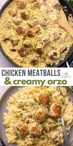 Dinner Recipes One Pan, Chicken Meatballs With Orzo, Creamy Pasta Dinner, Pasta Orzo, Pasta Dinner Ideas, Pasta One Pot, Keto Ground Beef Recipes, Pan Pasta, Orzo Recipe