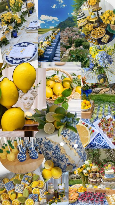 Lemon Themed Party, Italian Themed Parties, Lemon Themed Bridal Shower, Italian Party, Italian Theme, Bridal Shower Inspo, Dinner Party Themes, Italian Garden, Welcome To The Party