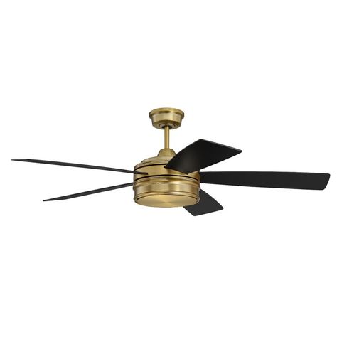 Three Posts™ 52'' Alistair 5 - Blade LED Standard Ceiling Fan with Remote Control and Light Kit Included & Reviews | Wayfair Installing Recessed Lighting, Brass Ceiling Fan, Angled Ceiling, 52 Inch Ceiling Fan, Indoor Ceiling Fan, Metal Fan, Dome Lighting, Led Ceiling Fan, Modern Fan