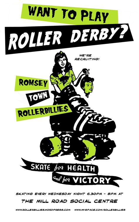 Roller Derby Recruiting Poster Roller Derby Art, Derby Games, Recruiting Poster, Roller Girl, Roller Derby, Roller Skate, Vintage Comics, Design Reference, Leather And Lace