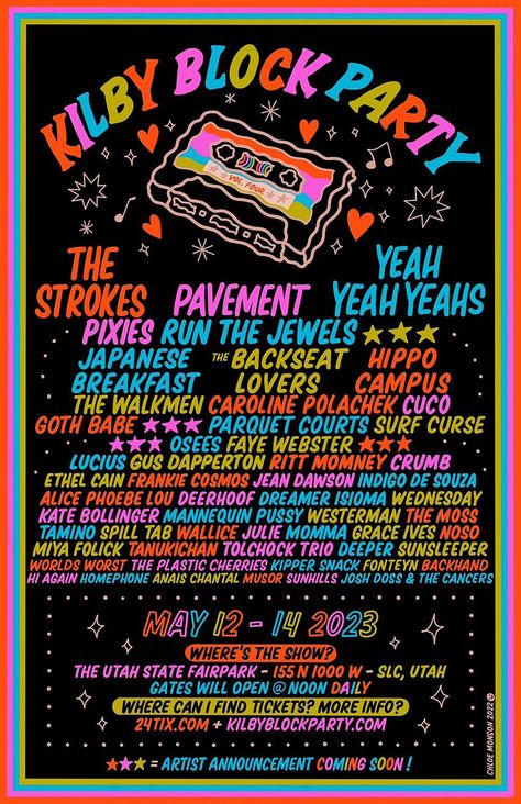 Kilby Block Party 2023: Pavement, The Strokes, Yeah Yeah Yeahs, The Walkmen, more Kilby Block Party, Frankie Cosmos, Summer Block Party, Faye Webster, Party Outfit Men, Party Zone, Run The Jewels, Party 2023, Party Tickets