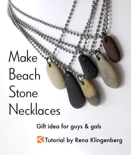 Make Beach Stone Necklace | Beach Stone Jewelry | Beach Stone Ideas | Beach Stone Crafts Necklaces Tutorial, Rena Klingenberg, Crazy Jewelry, Beach Stones Jewelry, Stone Diy, Stone Ideas, Pebble Jewelry, Necklaces Gift, Stone Necklaces