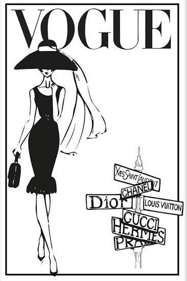 Vogue Aesthetic Drawing, Vogue Cover Drawing, Iconic Vogue Covers, Chanel Drawing, Vogue Painting, Vogue Drawing, Fashion Wall Art Printables, Fashion Printables, Vogue Poster