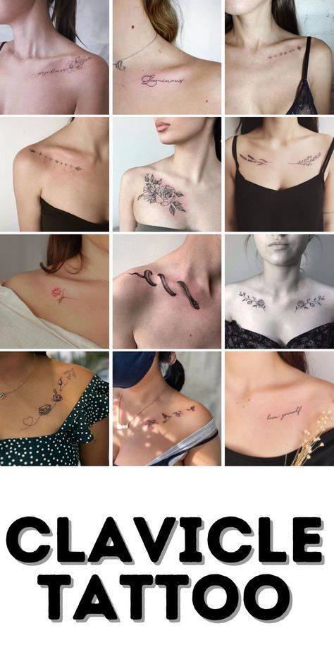 Tiny Clavicle Tattoos For Women, Small Minimal Tattoos, Small Tattoo Placement For Women, Clavicle Tattoos For Women, Neck Script Tattoo, Tattoo Clavicle, Tattoo For Women Quotes, Clavicle Tattoo, Small Tattoo Placement