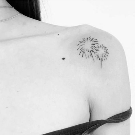 Mini Firework Tattoo, Firework Tattoo Simple, Firework Tattoos For Women, Fine Line Firework Tattoo, Minimalist Firework Tattoo, Tiny Firework Tattoo, Firecracker Tattoo Ideas, Fire Work Tattoos, Firework Tattoo Ideas