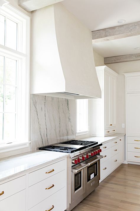 Planning Our Plaster Hood for the New Kitchen - Plank and Pillow Modern English Farmhouse, Kitchen Hood Ideas, Kitchen Hood Design, Kitchen Vent Hood, English Farmhouse, Kitchen Vent, White Oak Hardwood Floors, Kitchen Glass, Kitchen Range Hood