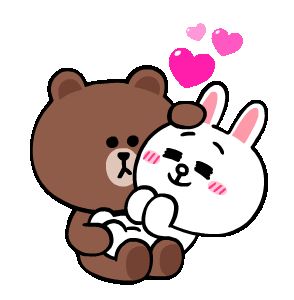 Brown And Cony Love, Brown And Cony, Sleeping Gif, Cuddle Love, Cony Brown, Hug Gif, Bear Gif, Emoji Love, Cute Bunny Cartoon