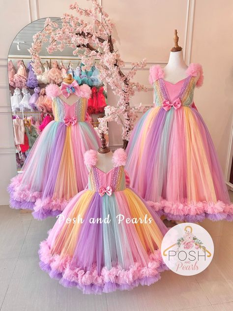 Our best selling rainbow gown perfect for unicorn/butterfly/fairytale land themed birthdays! Available for sizes: 3-4yo 5-7yo 8-9yo On hand and ready to ship Message us for inquiries Rainbow Gown, Fairytale Land, Frocks For Kids, Unicorn Dress, Stylish Short Dresses, Kids Designer Dresses, Rainbow Theme, Rainbow Dress, Sewing Lessons