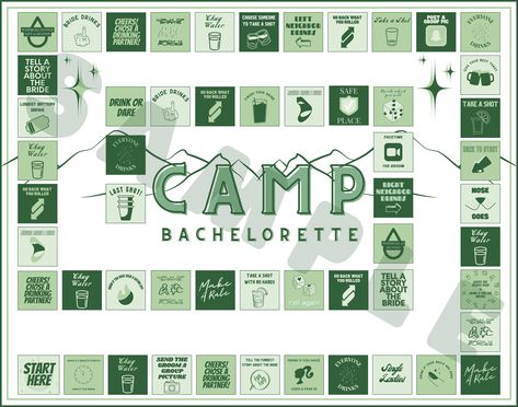 Bachelorette Board Game - Digital Download I can also do different themes and add names, please view my page for more information or send me a message! Nature Bachelorette Party Ideas, Forest Bachelorette Party, Bachelorette Board Game, Bachelorette Theme Ideas, Bachelorette Drinking Games, Camp Bach, Camping Bachelorette, Bachelorette Game, Bachelorette Drink