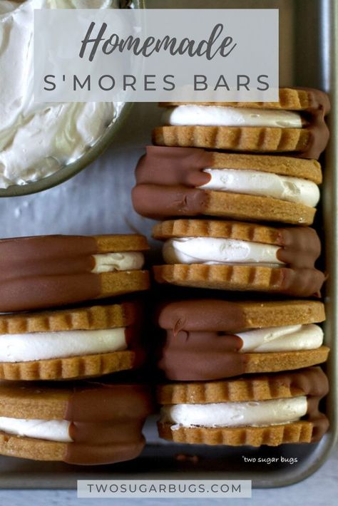 Smores Marshmallows, Homemade Smores, Marshmallow Meringue, S Mores Bars, S Mores Cookies, Smore Recipes, Homemade Marshmallow, Homemade Graham Crackers, Dipped In Chocolate