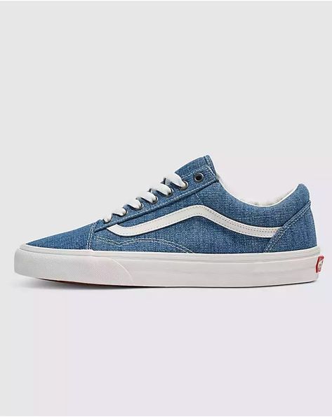 Old Skool Threaded Denim Shoe Street Skater, Denim Vans, Vans Store, Van Doren, Vans Logo, 3 Shoes, Action Sports, Denim Shoes, Old Skool