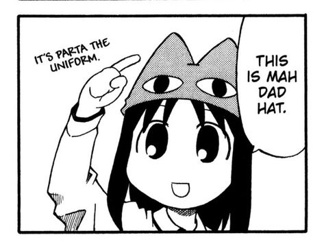 Hello Everynyan, Manga Pannel, Sata Andagi, Azumanga Daioh, Moe Anime, My Bad, Art Folder, Silly Images, Cat Hat