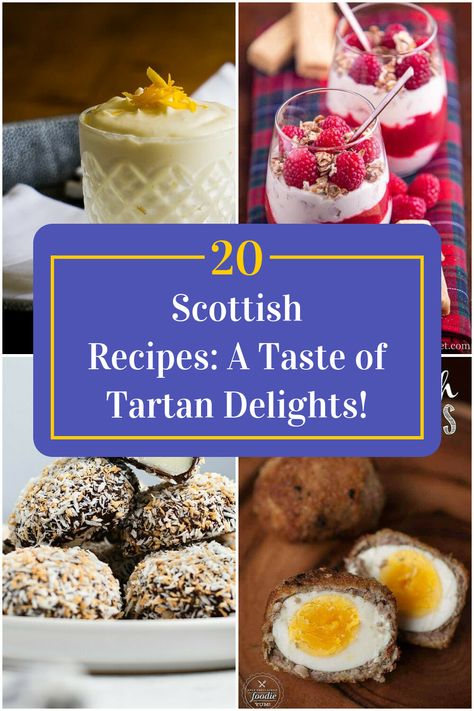 Collage of 4 scottish recipes. Scottish Tablet Recipes, Traditional Scottish Food, Tattie Scones, Scottish Desserts, Tablet Recipe, Scotland Food, Scottish Breakfast, Scottish Dishes, Scottish Food