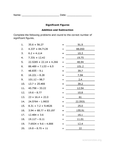 Scientific Notation Worksheet, Significant Figures, Character Worksheets, Addition Practice, Chemistry Worksheets, 7th Grade Science, Scientific Notation, Geometry Worksheets, Special Needs Students