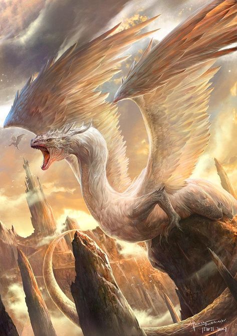 100 Best Dragon Pictures and Art By Vlad | GAMERS DECIDE Cosmetic Aesthetic, Fantasy Vibes, Dragon Bird, Cool Dragons, Dnd Monsters, Have Inspiration, Dragon Pictures, White Dragon, Fantasy Creatures Art