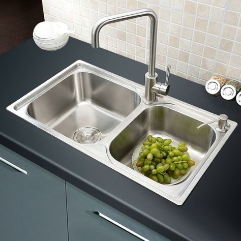 Double bowl kitchen sink