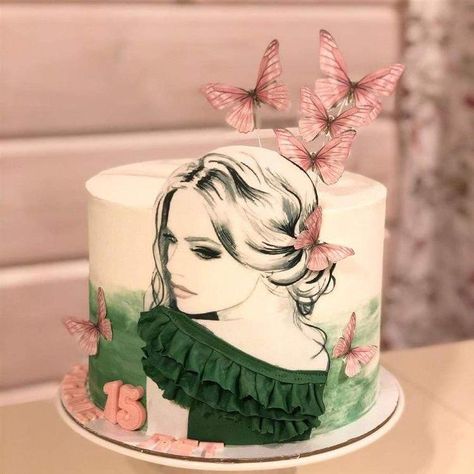 Hairdresser Cake, Elegant Cake Design, Teen Cakes, Silhouette Cake, Fondant Cake Designs, Beautiful Cake Designs, Funny Birthday Cakes, 50th Birthday Cake, Butterfly Cakes