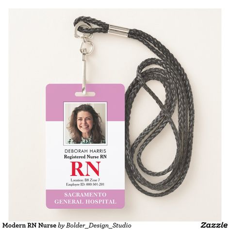 Modern RN Nurse Badge Nurse Badges, Pass Photo, Nursing License, Nurse Photos, Badge Template, Licensed Practical Nurse, Practical Nursing, Nursing Accessories, Nurse Badge