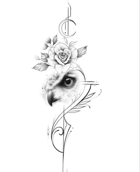 Tattoo Fogo, Tattoo Artistic, Owl With Flowers, Owl Tattoo Sleeve, Owl Tattoo Drawings, Cute Owl Tattoo, Owl Tattoo Design, Back Tattoo Women, Owl Tattoo