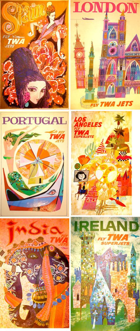 I want these so bad!!!!!!!! LOVE the colors! David Klein, Travel Promotion, Nice Designs, Aviation Posters, Marketing Poster, Vintage Travel Posters, Vintage Travel, Golden Age, Print Wall