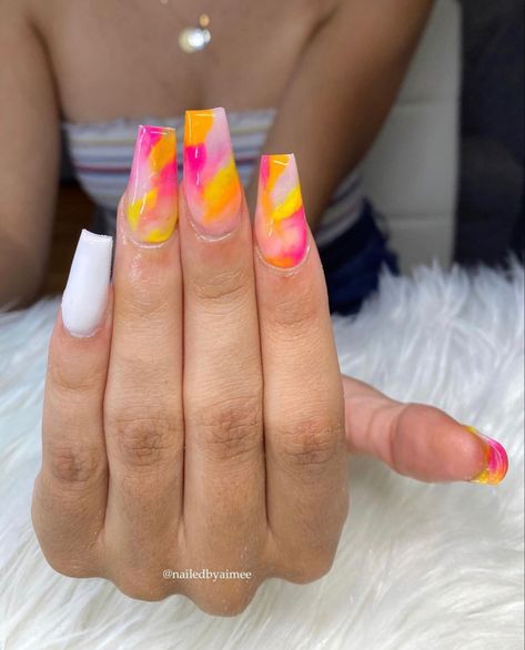 Tye Dye Nails, Coffin Acrylics, My Nails, How To Do Nails, Acrylic Nails, Dye, Nails, Beauty, Quick Saves