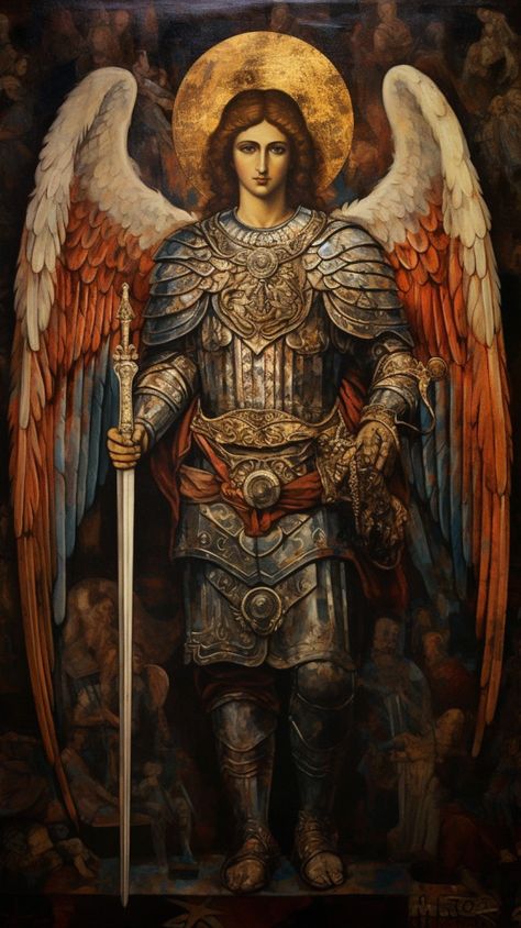 TalonAbraxas Saint Michael Angel, Saint Michael The Archangel, Golden Art, Michael The Archangel, Heaven Art, Michael Art, San Michele, Saint Michael, Angel Painting