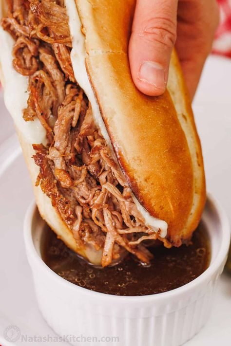 Shredded Beef Sandwiches (A Slow Cooker Recipe) Roast Beef In Slow Cooker, Shredded Roast Beef, Beef In Slow Cooker, Shredded Roast, Shredded Beef Recipe, Shredded Beef Sandwiches, Jus Recipe, Au Jus Recipe, French Dip Crock Pot