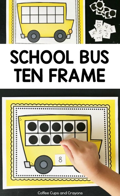 Free Printable School Bus Ten Frame for Preschool, Kindergarten and First Grade Kids! Education Printables, Ten Frame Activities, Differentiated Kindergarten, August Crafts, Printable School, Math Activities For Kids, Reading Street, Transportation Theme, Mo Willems