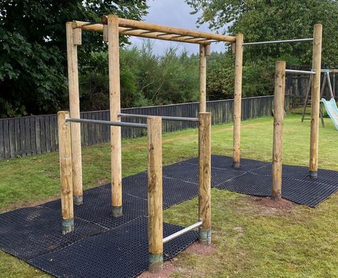 Outdoor Gym | Caledonia Play | Adult outdoor fitness | Scotland | UK Outdoor Gymnastics Area, Diy Pull Up Bar, Como Plantar Pitaya, Backyard Jungle Gym, Diy Kids Playground, Backyard Gym, Kids Yard, Property Ideas, Playhouse Plans